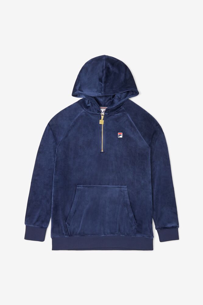 Fila Laurent Velour Hoodie 410 Peacoat | ITWK25017