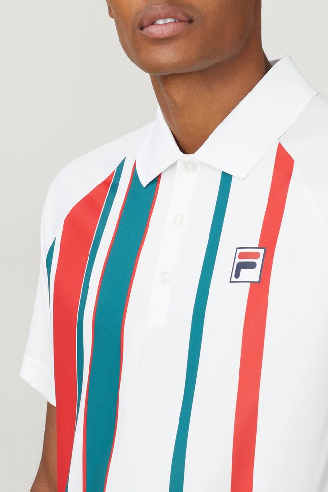 Fila Legend Striped Printed Polo Wht/Paci/Cred | XKUT53271