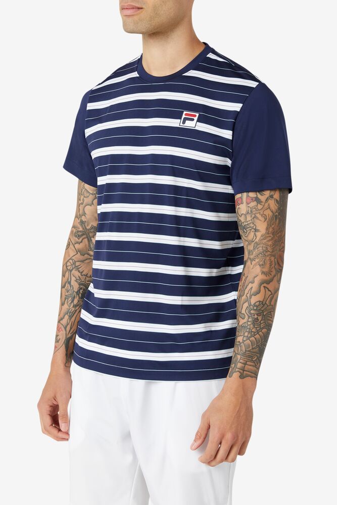 Fila Legends Yarn Dyed Crew Azul Marino Blancas | TPMQ73921