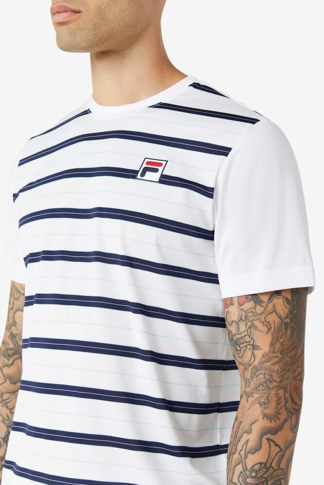 Fila Legends Yarn Dyed Crew Blancas Azul Marino | AOXK51639