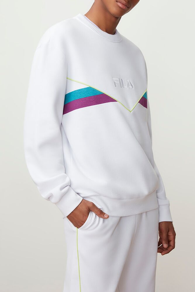 Fila Leroy Sweatshirt Wht/Bbay/Grpj | RTQE75096