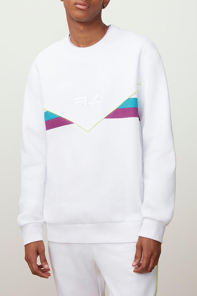 Fila Leroy Sweatshirt Wht/Bbay/Grpj | RTQE75096