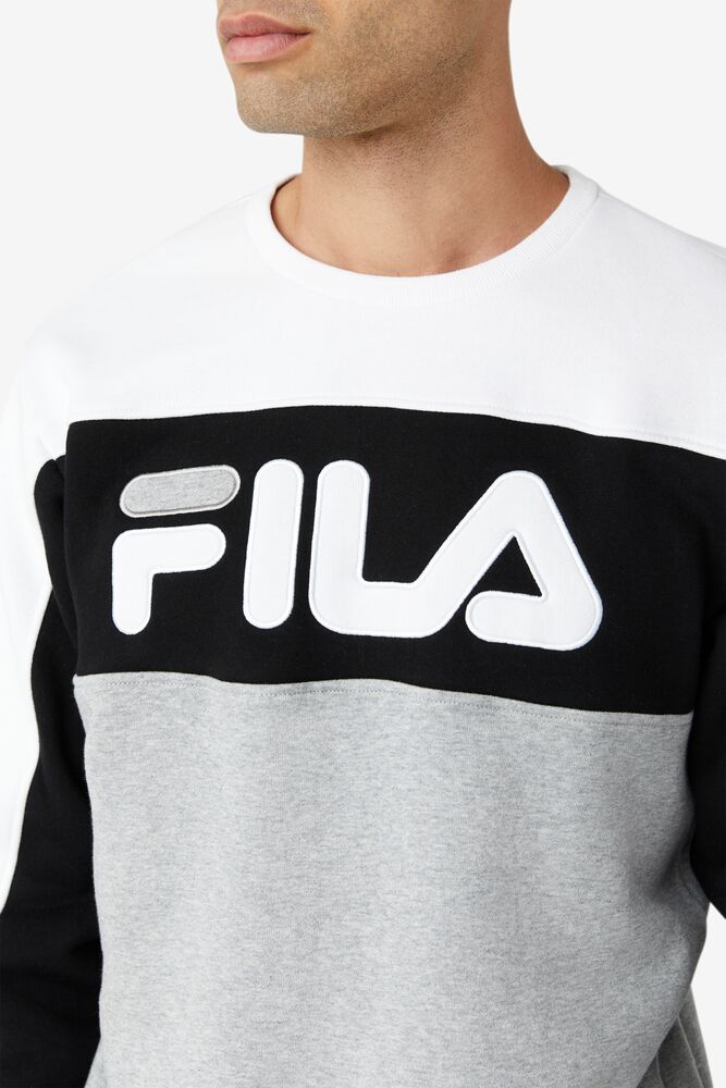 Fila Lesner Fleece Crew 100 Wht/Blk/Gryh | DKEU72938