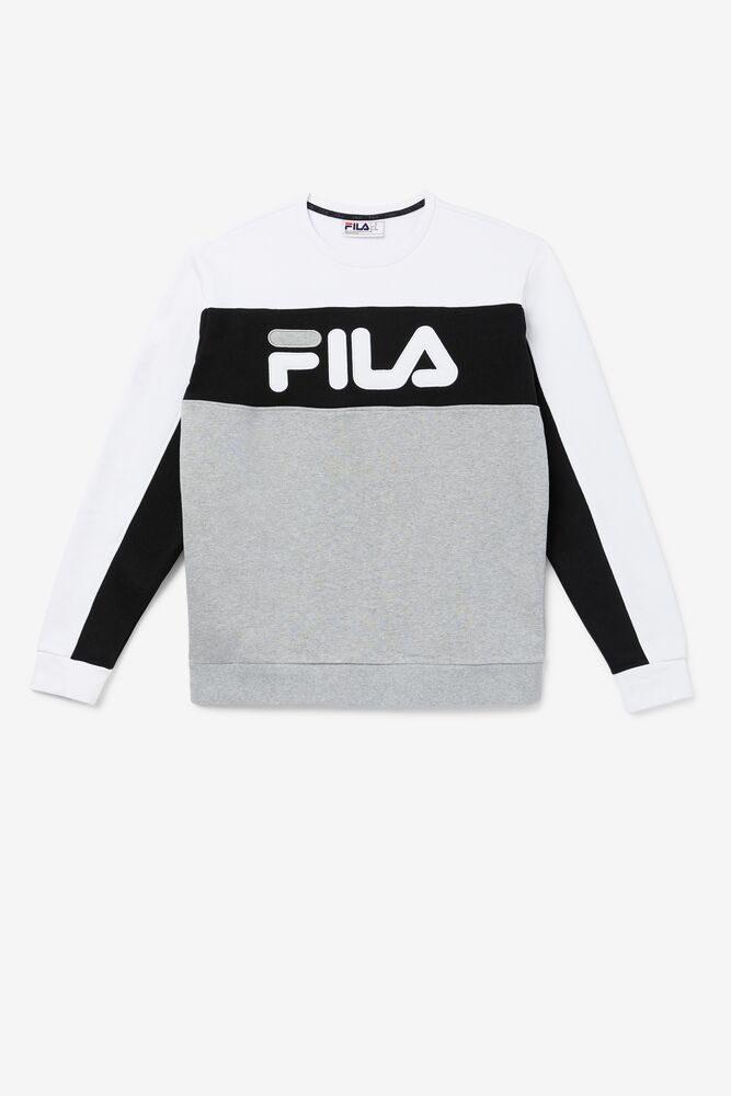 Fila Lesner Fleece Crew 100 Wht/Blk/Gryh | DKEU72938