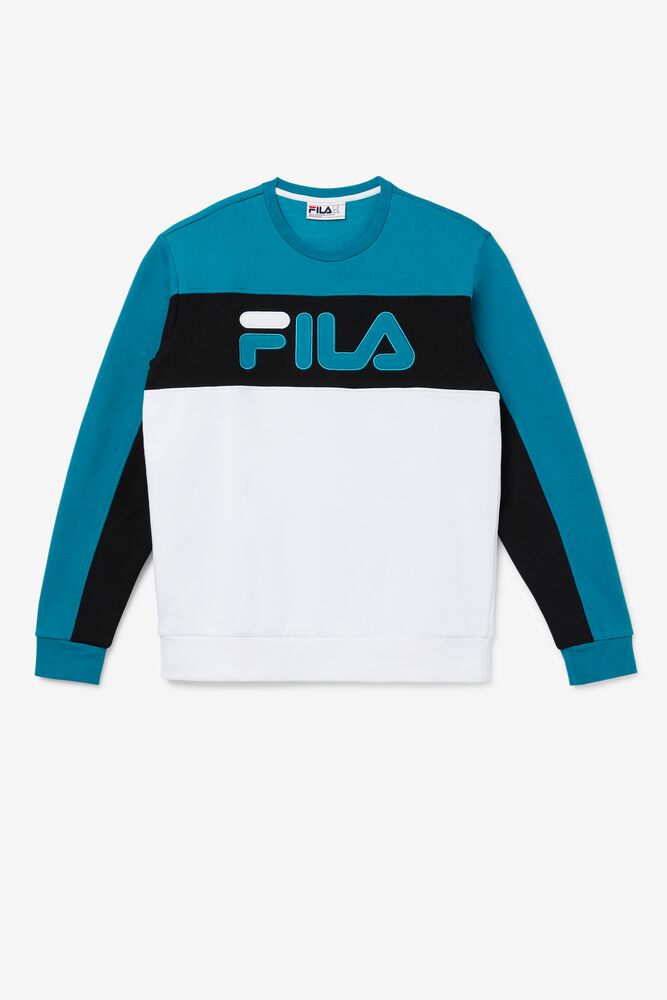 Fila Lesner Fleece Crew 496 Hblu/Wht/Blk | KCPU76412