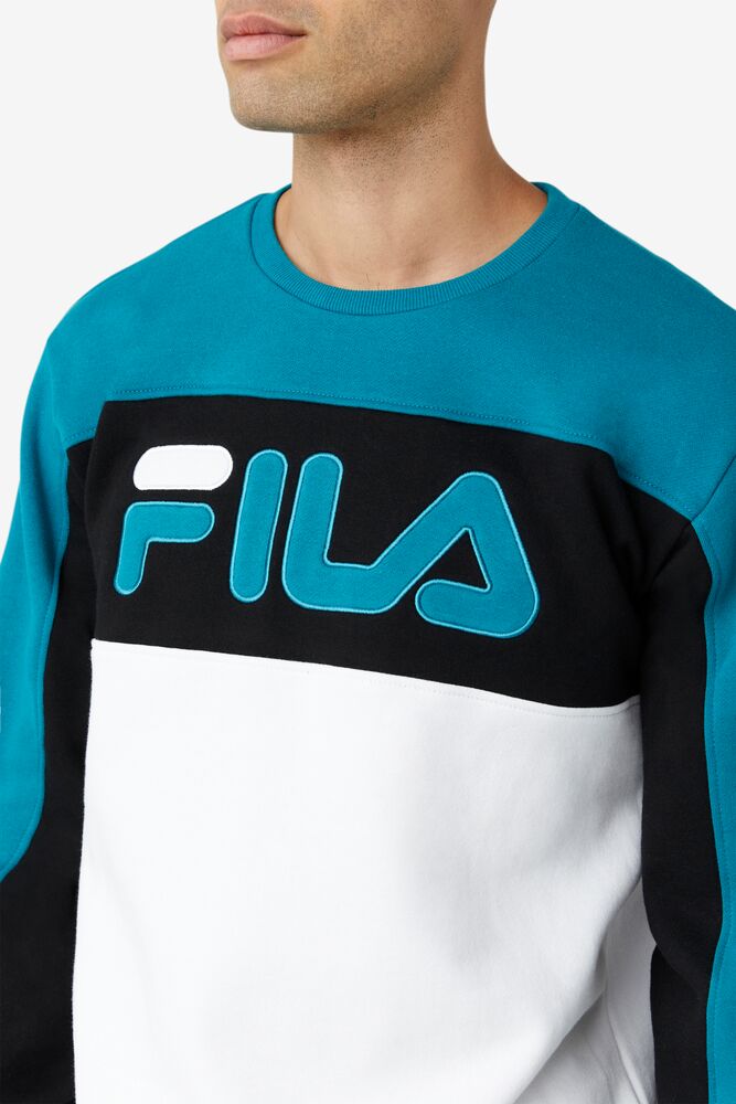 Fila Lesner Fleece Crew 496 Hblu/Wht/Blk | FXUS06189