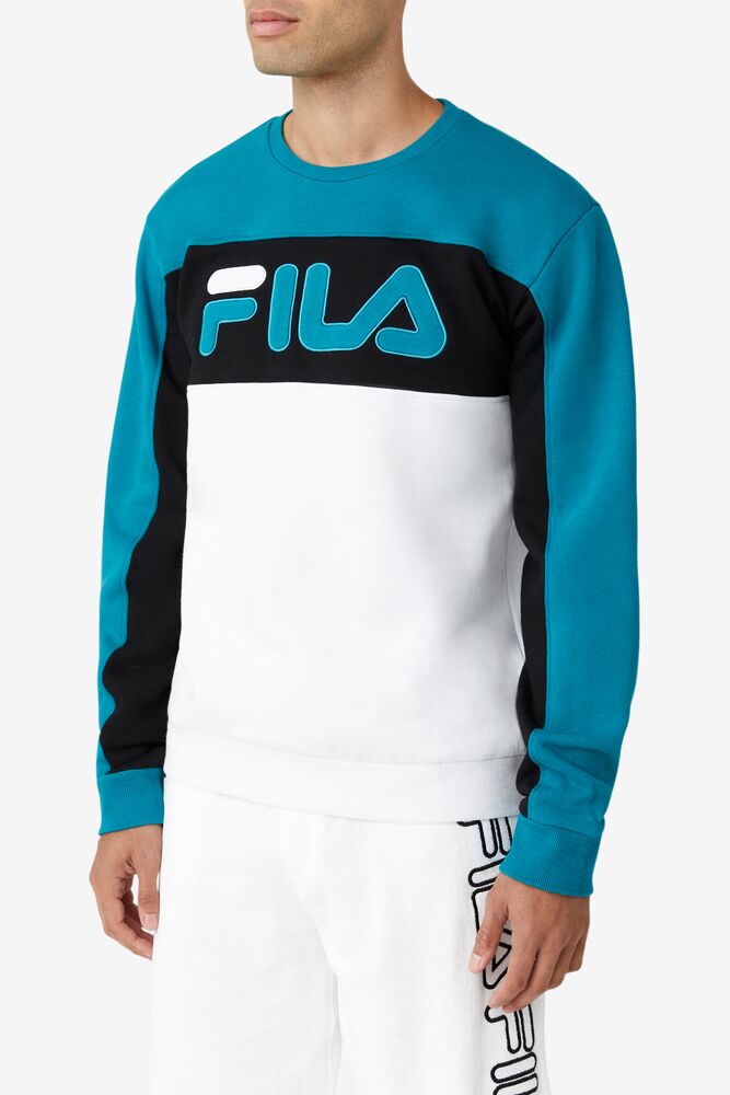 Fila Lesner Fleece Crew 496 Hblu/Wht/Blk | YBTI23458