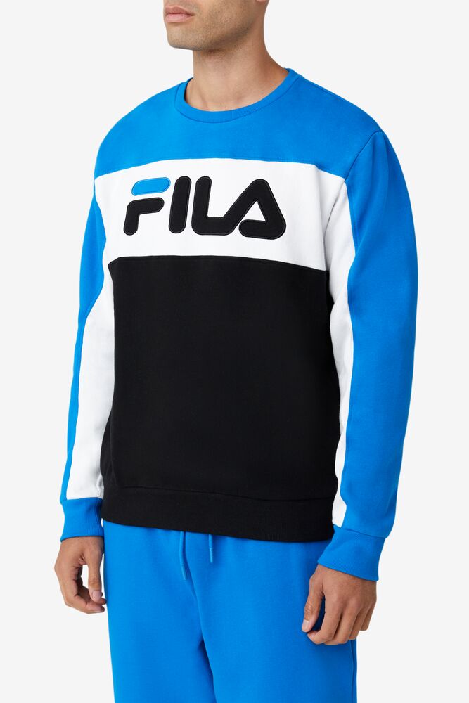 Fila Lesner Fleece Crew 916 Dblu/Wht/Blk | RVCG71029