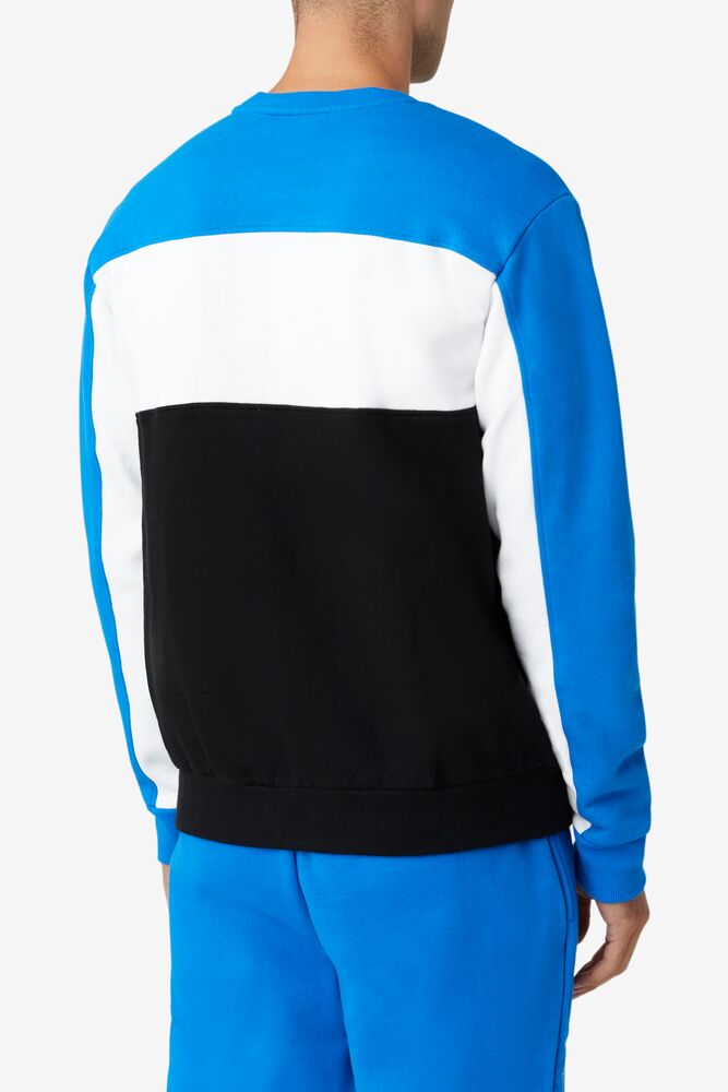 Fila Lesner Fleece Crew 916 Dblu/Wht/Blk | RVCG71029