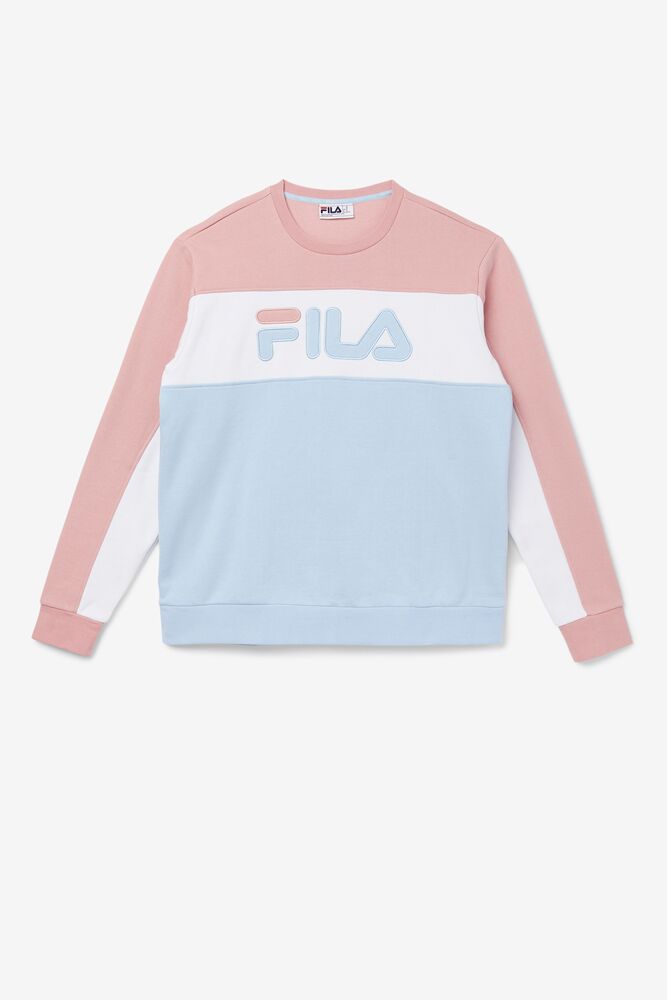 Fila Lesner Fleece Crew 967 Pshad/Wht/Cblu | FYOZ58069