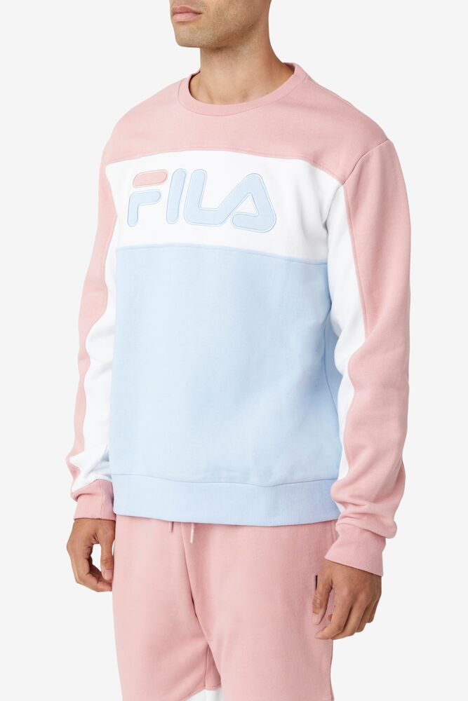 Fila Lesner Fleece Crew 967 Pshad/Wht/Cblu | MSDP93684