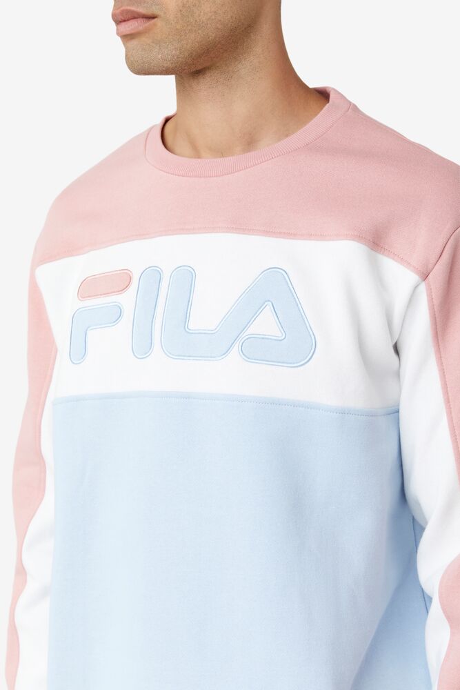 Fila Lesner Fleece Crew 967 Pshad/Wht/Cblu | MSDP93684