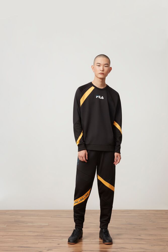 Fila Link Textured Crew Blk/Citr/Atdp | NVSQ83091