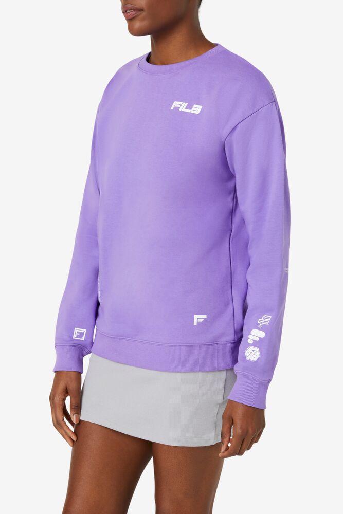 Fila Luce Boyfriend Sweatshirt Moradas Blancas | GKHW03286