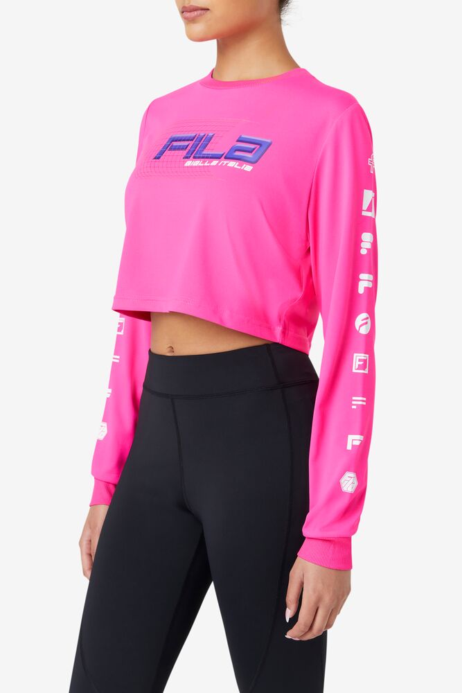 Fila Luigia Long Sleeve Cropped Tee Rosas | YHRP97168