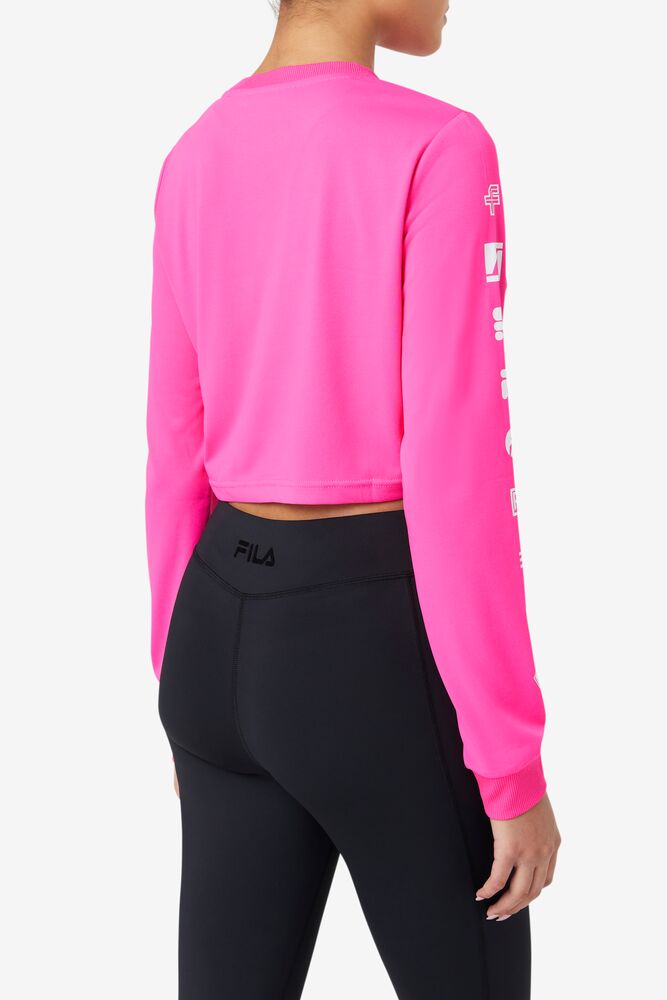 Fila Luigia Long Sleeve Cropped Tee Rosas | YHRP97168