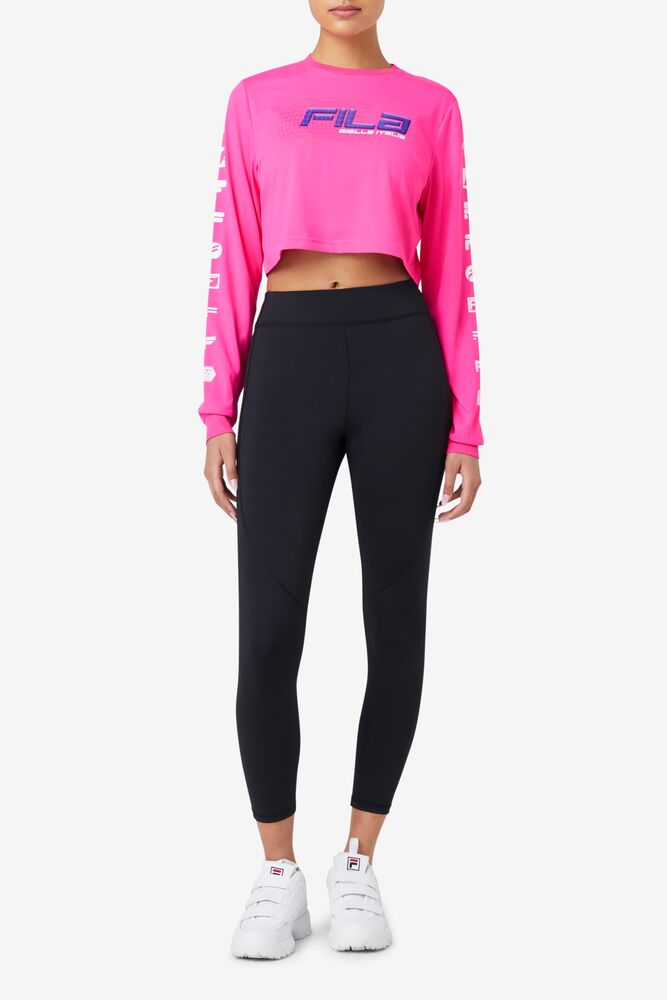 Fila Luigia Long Sleeve Cropped Tee Rosas | YHRP97168