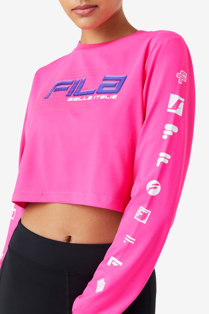 Fila Luigia Long Sleeve Cropped Tee Rosas | YHRP97168