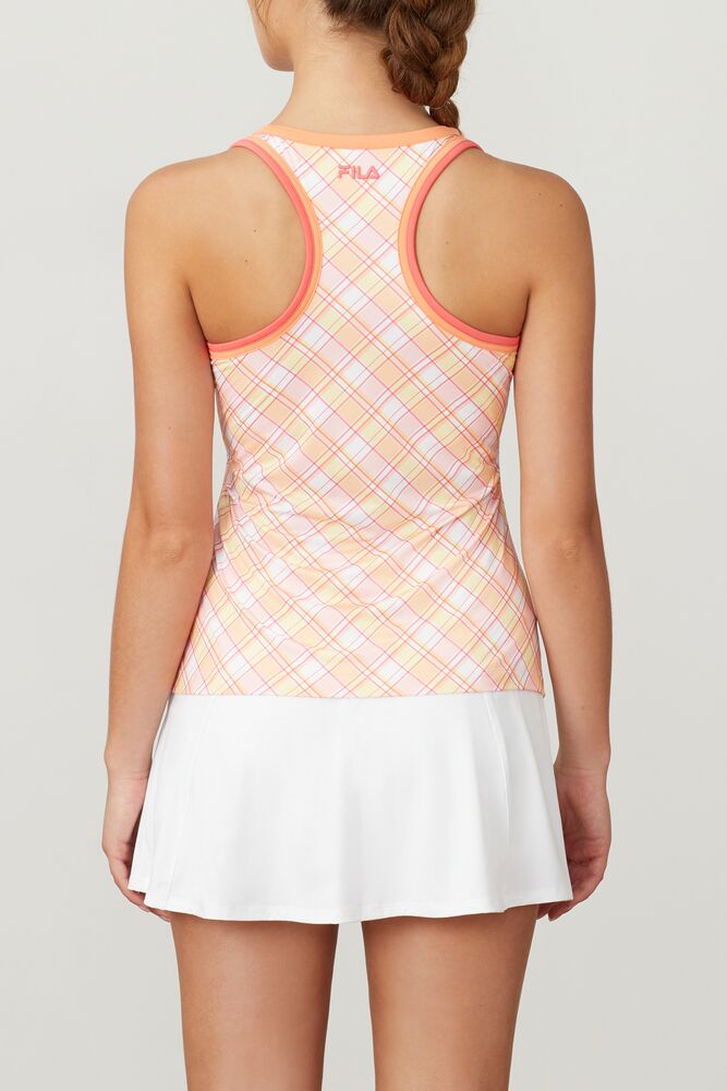 Fila Mad For Plaid Printed Racerback Tank Coral Coral | YHIR37165