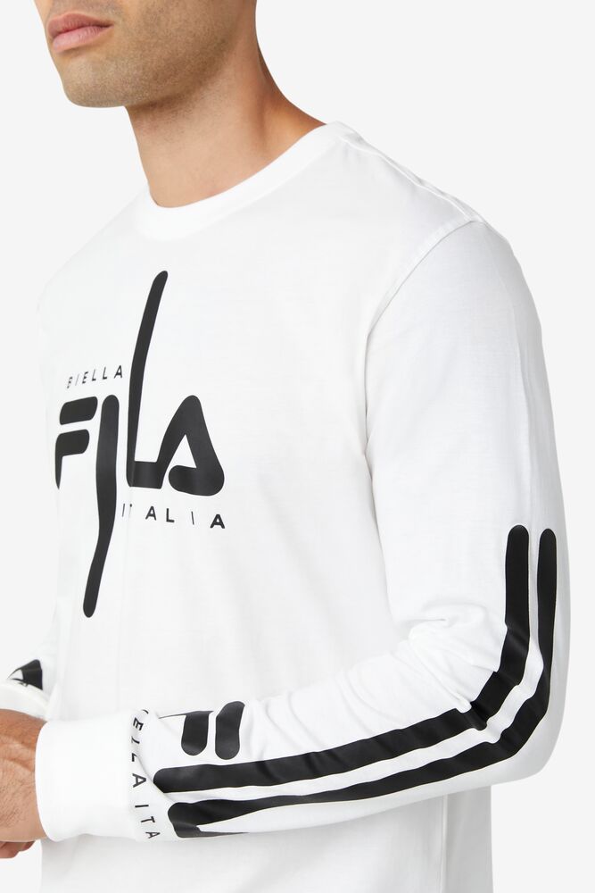 Fila Martino Long Sleeve Tee Blancas Negras | ZWLP46580