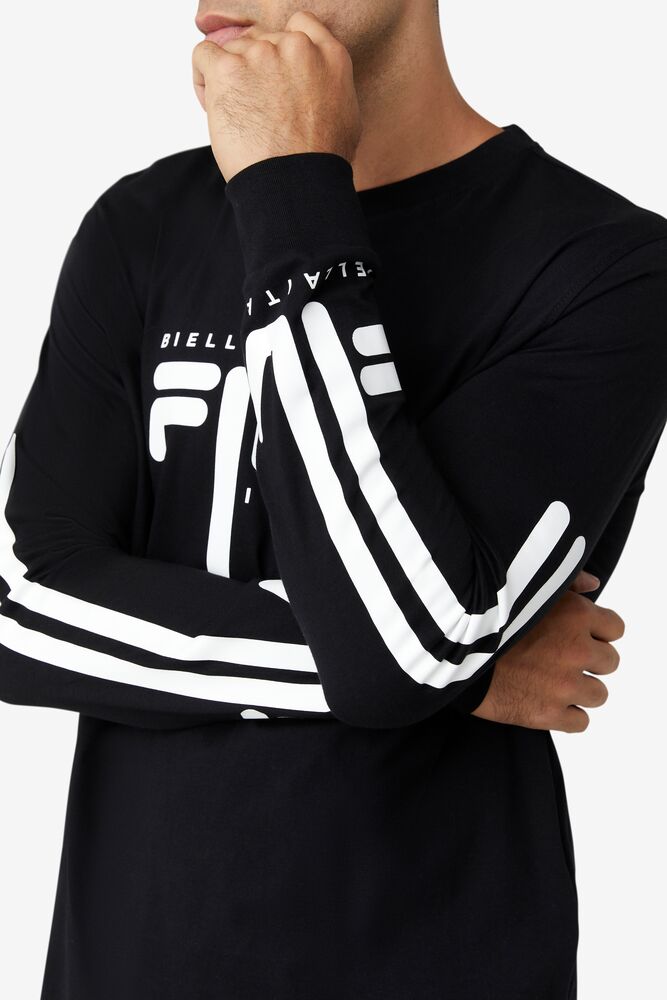 Fila Martino Long Sleeve Tee Negras Blancas | ZOCM26895