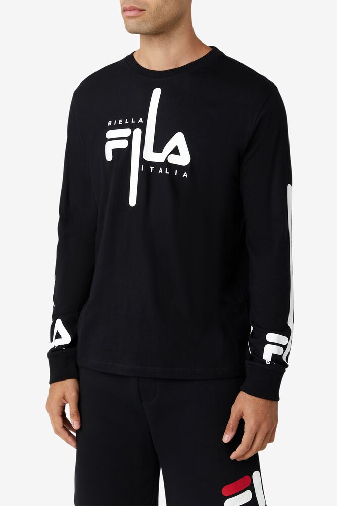 Fila Martino Long Sleeve Tee Negras Blancas | ZOCM26895