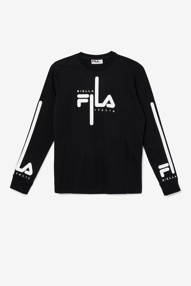 Fila Martino Long Sleeve Tee Negras Blancas | ZOCM26895