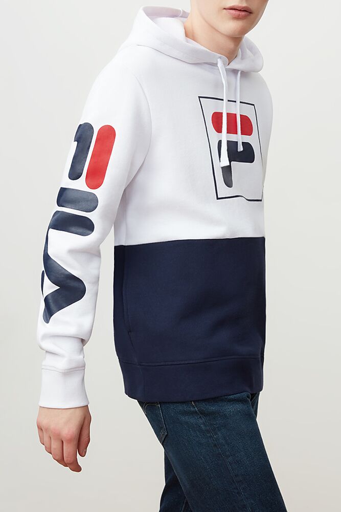 Fila Marzio Hoodie Blancas Azul Marino | USHB30875