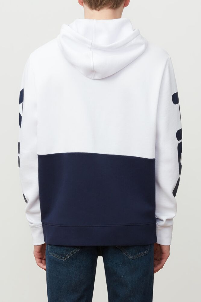 Fila Marzio Hoodie Blancas Azul Marino | UGFD94268