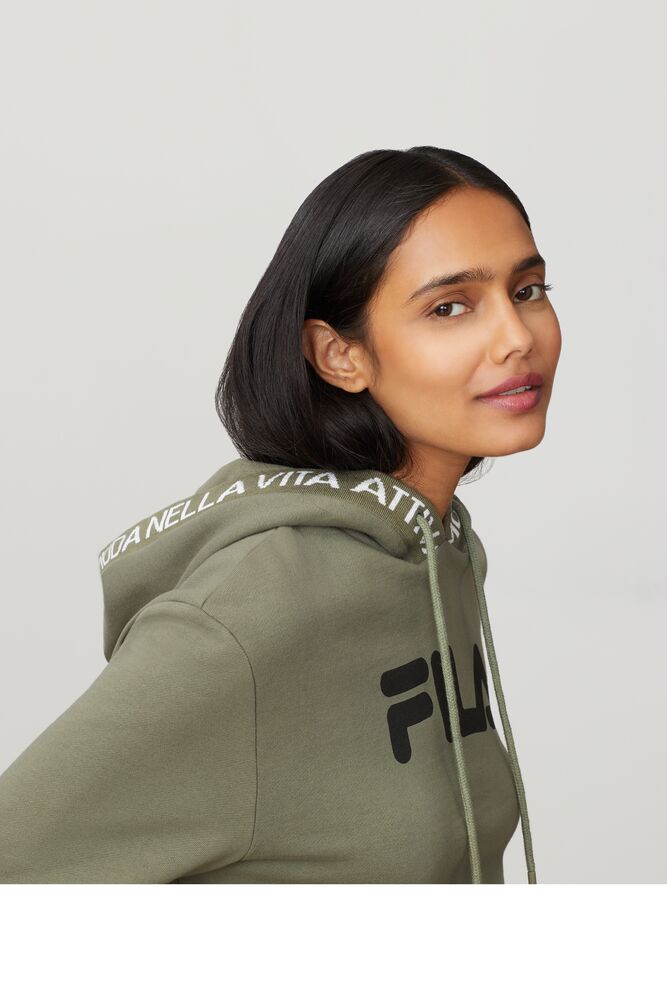 Fila Mathilde Crop Hoodie Dolv/Blk | DKUQ46510