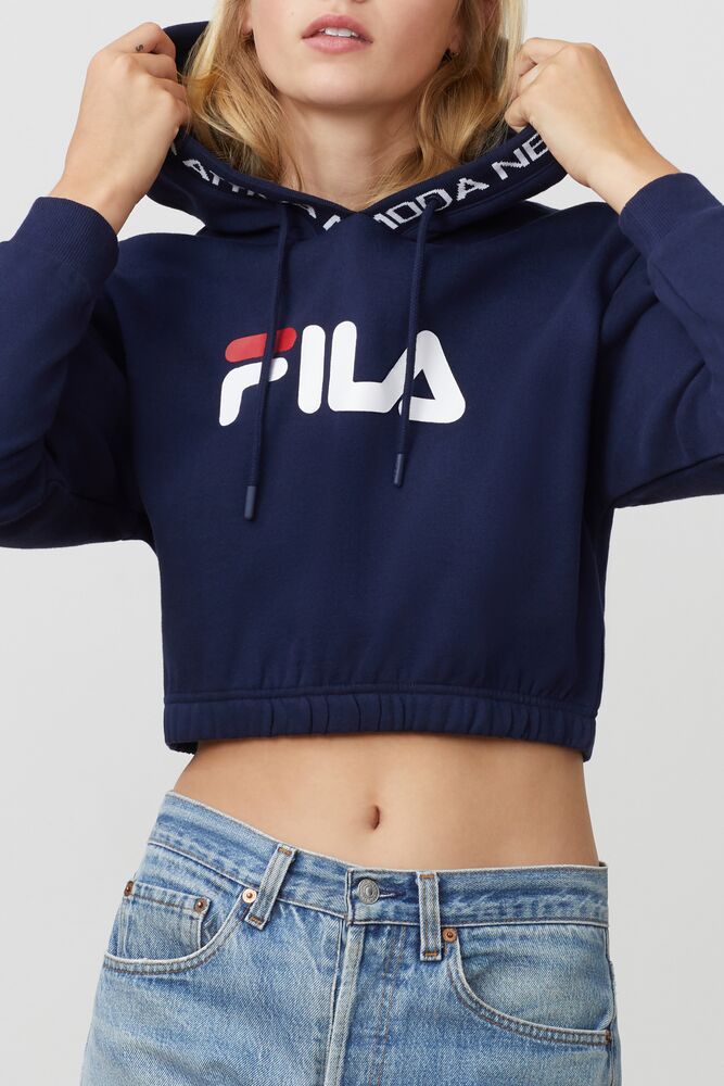 Fila Mathilde Crop Hoodie Peac/Wht/Cred | QHYE61470