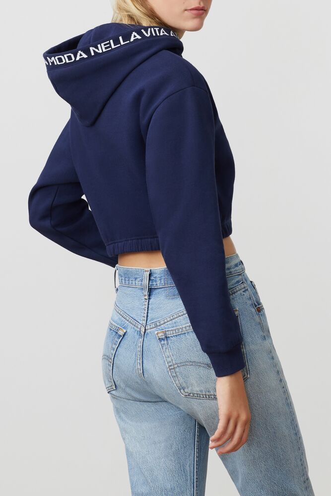 Fila Mathilde Crop Hoodie Peac/Wht/Cred | XEGA48057