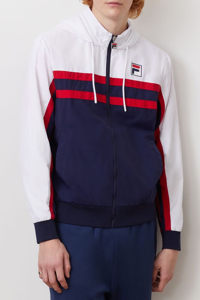 Fila Mirko Hooded Wind Jacket Peac/Cred/Wht | VQNL64173