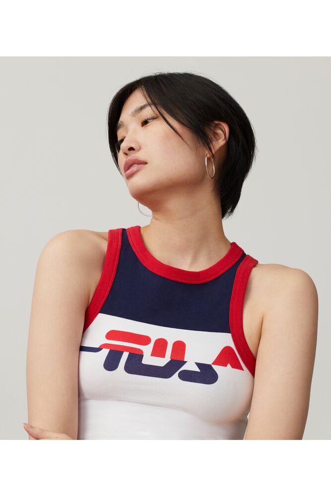 Fila Nellie Crop Racer Tank Peac/Cred/Wht | DEBQ82793