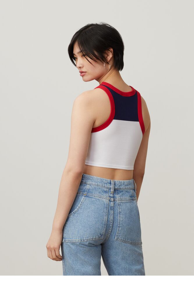 Fila Nellie Crop Racer Tank Peac/Cred/Wht | DEBQ82793