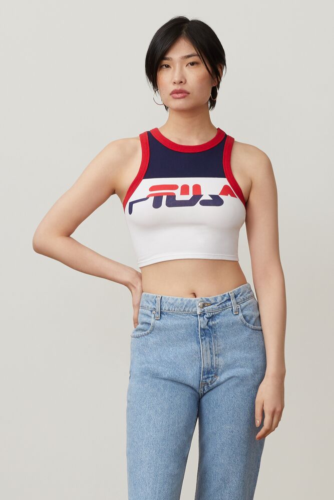 Fila Nellie Crop Racer Tank Peac/Cred/Wht | DEBQ82793