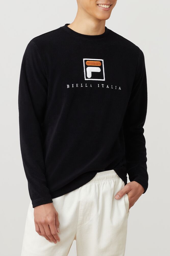 Fila Nicolo Long Sleeve Crew Blk/Wht/Cred | KQRB74893