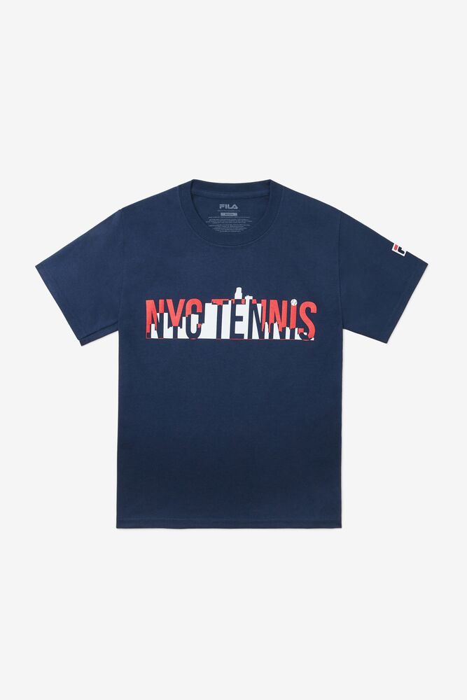 Fila Nyc Youth Tennis Tee Azul Marino | NCFM31280