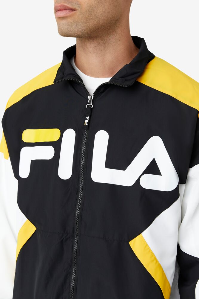 Fila Oliviero Wind Jacket Negras Blancas Amarillo | BLXD30459