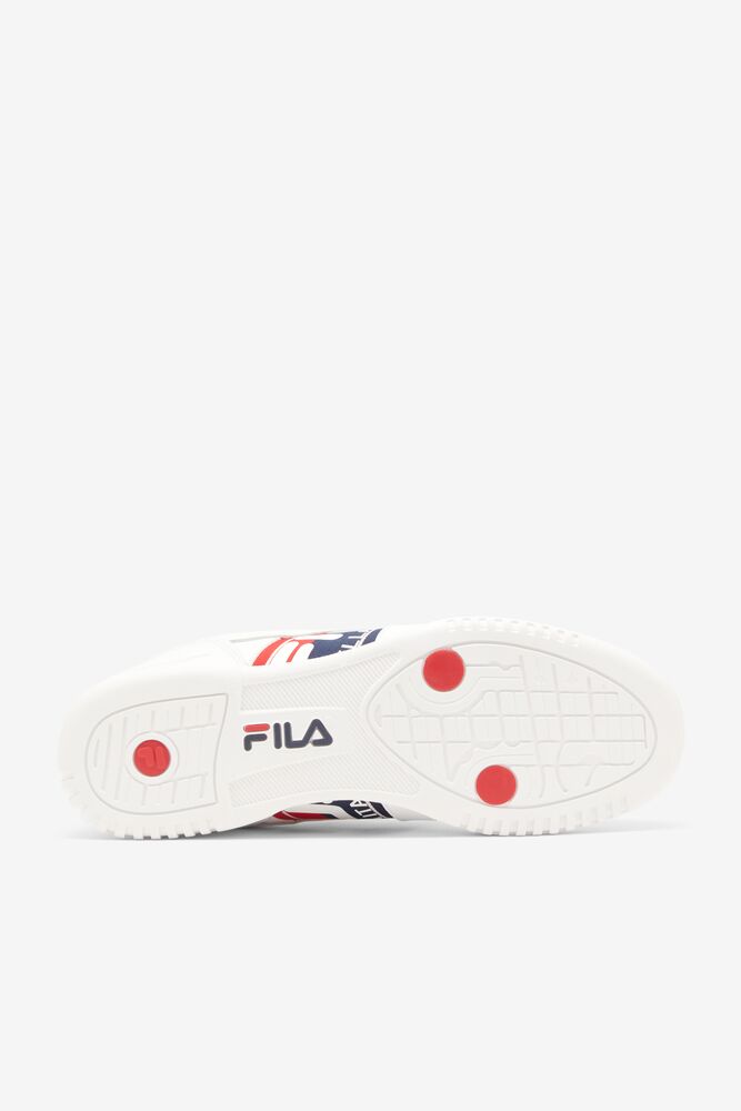 Fila Original Fitness Logo Tape Sneakers Blancas Azul Marino Rojas | YXFE30298