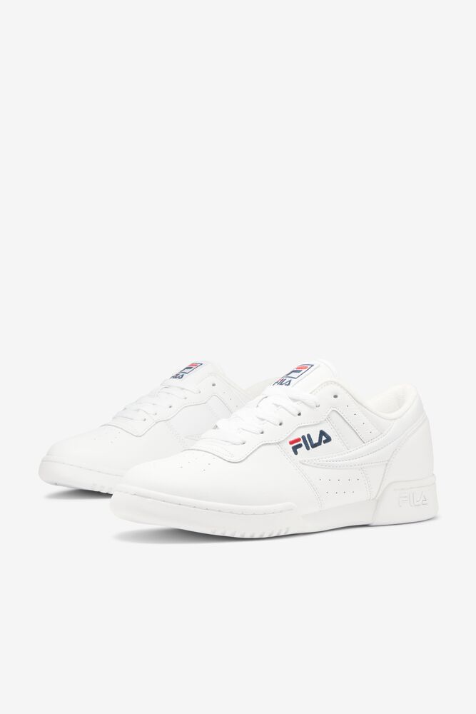 Fila Original Fitness Tennis Shoes Blancas Blancas Azul Marino Rojas | BCKZ79185