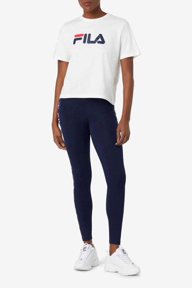 Fila Parma Legging Blancas Rojas | WIEM48362