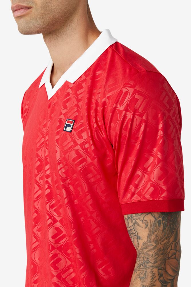 Fila Paxton Johnny Collar Polo Rojas Blancas | OCPK28159