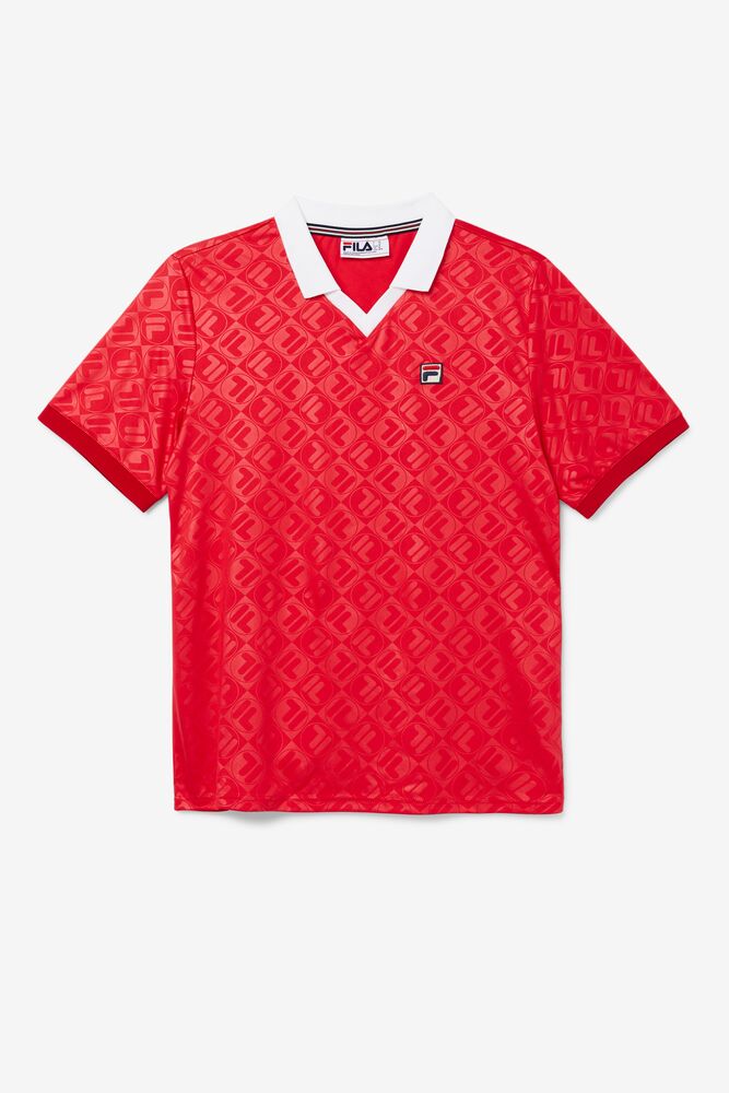 Fila Paxton Johnny Collar Polo Rojas Blancas | OCPK28159