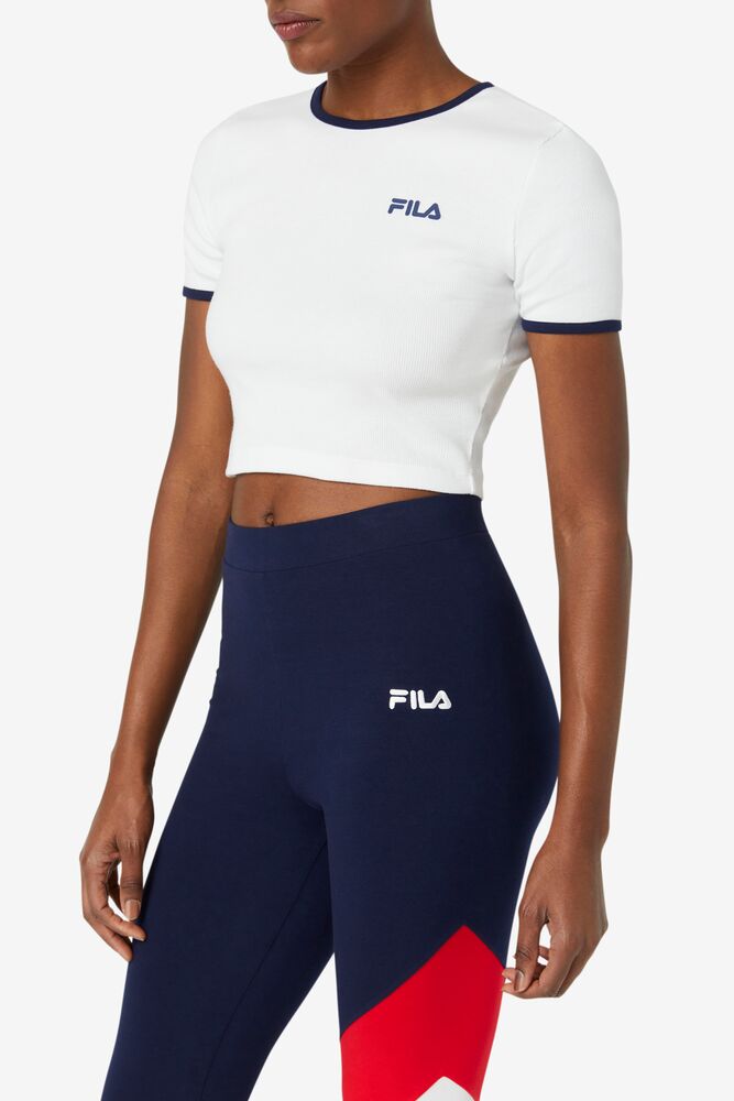 Fila Perla Crop Top Blancas | PRWJ01382