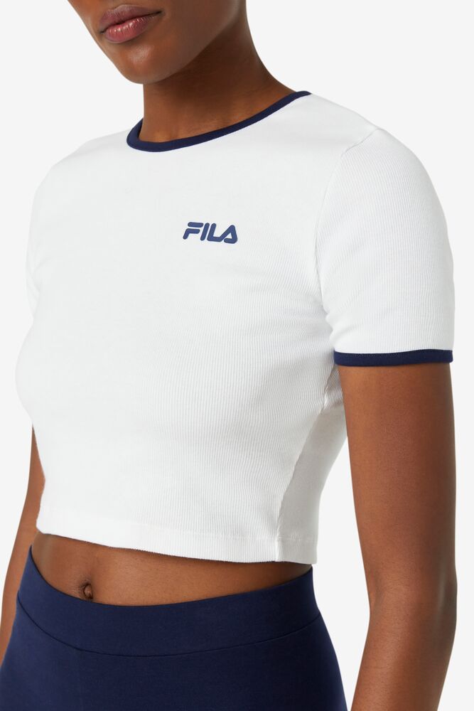 Fila Perla Crop Top Blancas | TAUO04837