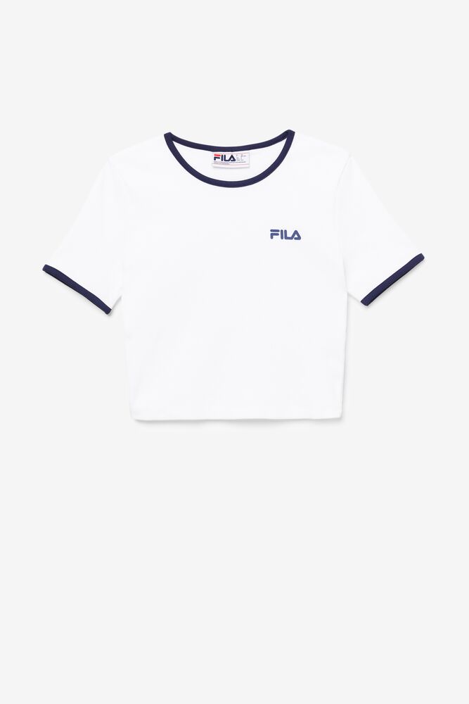 Fila Perla Crop Top Blancas | TAUO04837