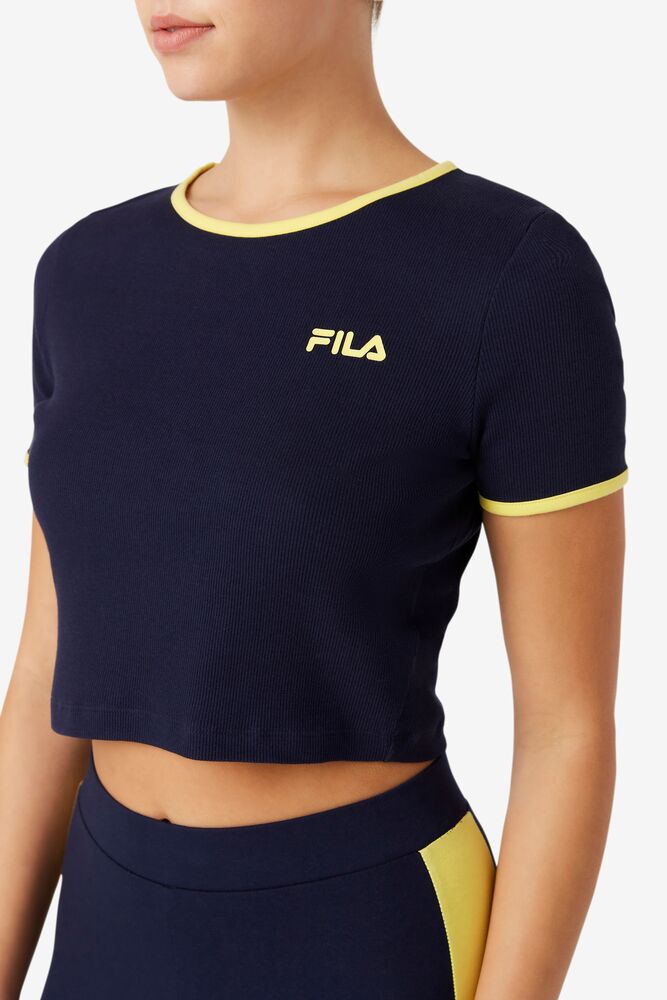 Fila Perla Crop Top Peac/Gfnch | BZRN67802