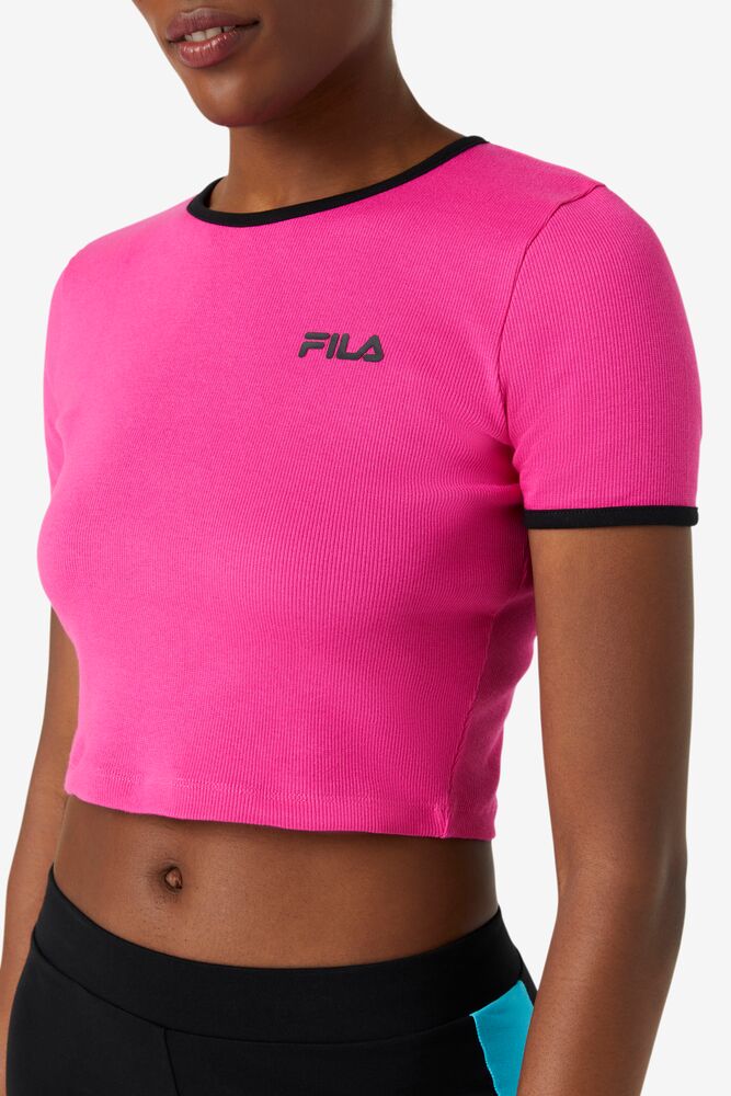 Fila Perla Crop Top Rosas Negras | CTQR42759