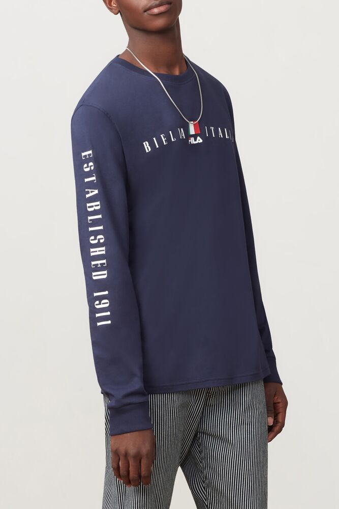 Fila Petrelli Long Sleeve Tee Peac/Wht/Cred | WYAD87695